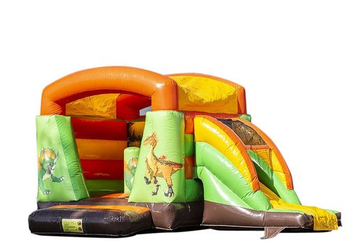 Klein overdekt multifun springkussen kopen in thema dino voor kinderen. Bestel springkussens online bij JB Inflatables Nederland
