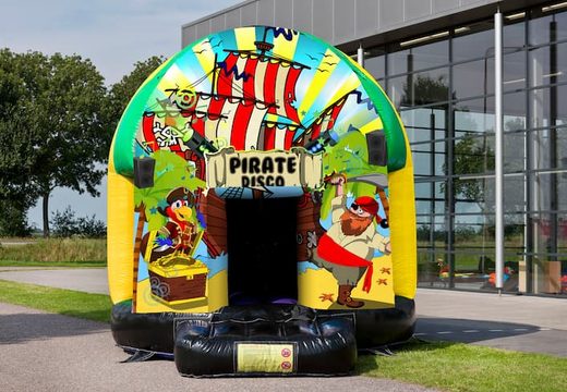 Te koop disco multi-thema 5,5m springkussens in Pirate thema voor kinderen. Koop springkussens online bij JB Inflatables Nederland