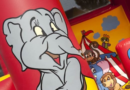 Midi overdekt multifun springkussen met glijbaan kopen in het thema circus voor kinderen. Koop springkussens online bij JB Inflatables Nederland