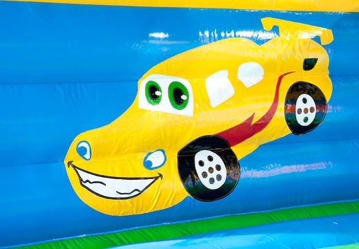 Groot auto super springkasteel overdekt kopen met vrolijke animaties voor kinderen. Koop springkastelen online bij JB Inflatables Nederland