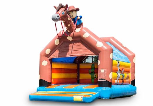 Groot overdekt springkussen kopen in thema cowboy western voor kinderen. Bestel springkussens online bij JB Inflatables Nederland