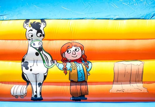 Super springkussen overdekt kopen met vrolijke animaties in cowboy thema voor kinderen. Bestel springkussens online bij JB Inflatables Nederland