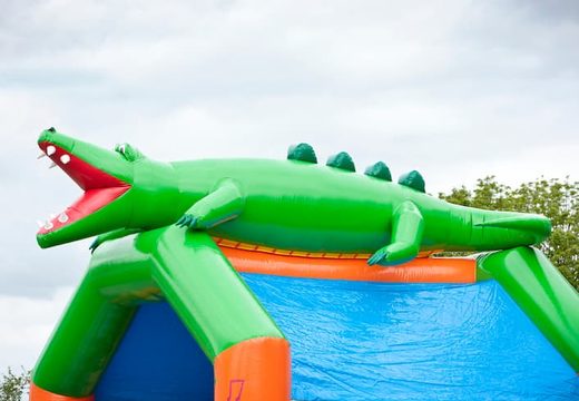 Groot luchtkussen overdekt kopen in krokodil thema voor kinderen. Koop luchtkussens online bij JB Inflatables Nederland 