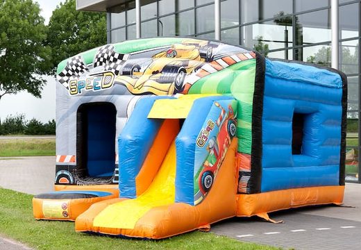 Opblaasbaar overdekt springkasteel bestellen in auto thema voor kinderen bij JB Inflatables Nederland. Koop online springkastelen bij JB Inflatables Nederland