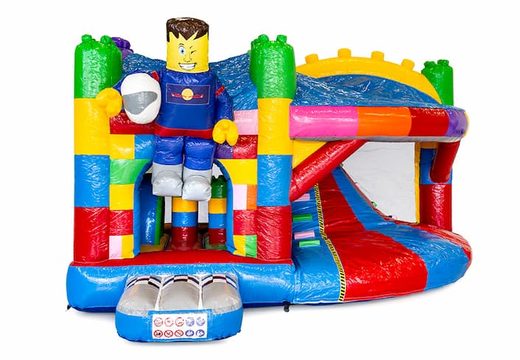 Springkasteel in superblocks met een glijbaan bestellen voor kinderen. Koop opblaasbare springkastelen online bij JB Inflatables Nederland