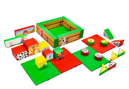 Softplay set XL Farm thema kleurrijke blokken om mee te spelen
