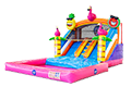 Opblaasbaar springkussen met koppelbaar badje in flamingo thema kopen voor kinderen