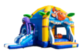 Opblaasbaar overdekt springkussen met glijbaan en obstakels in thema seaworld kopen voor kinderen