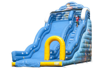 Inflatable glijbaan in thema Wave met golvend glij-oppervlaken leuke onderwaterwereldprints kopen voor kids. Bestel opblaasbare glijbanen nu online bij JB Inflatables Nederland