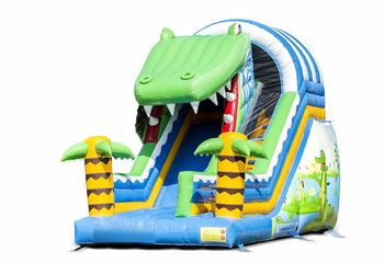 Opblaasbare glijbaan in thema krokodil online bestellen voor uw kids. Koop opblaasbare glijbanen nu online bij JB Inflatables Nederland