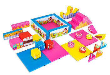 Softplay set XXL Candy thema kleurrijke blokken om mee te spelen