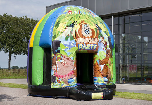 Disco multi-thema 4,5 meter springkussen in thema Jungle Party voor kids bestellen. Koop online opblaasbare springkussens bij JB Inflatables Nederland