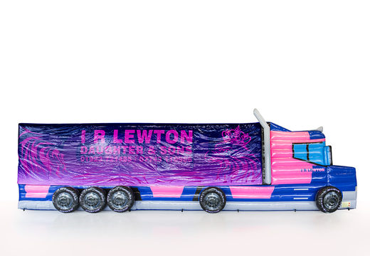 Maatwerk opblaasbare IR Lewton stormbaan in thema truck voor zowel indoor als outdoor. Koop opblaasbare stormbanen nu online bij JB Promotions Nederland