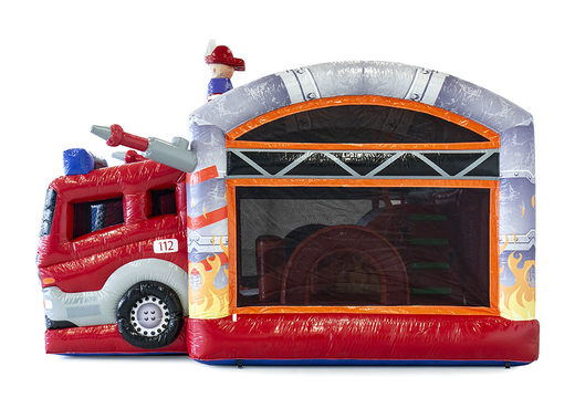 Springkasteel in thema brandweer met een glijbaan en 3D objecten kopen voor kinderen. Bestel springkastelen online bij JB Inflatables Nederland
