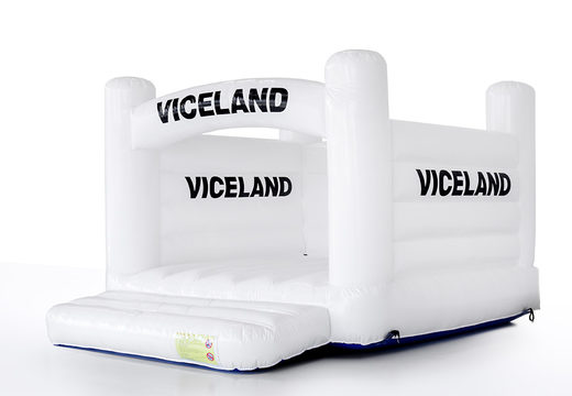 Promotionele op maat gemaakte Viceland - H frameopblaasbaar springkussen in witte kleur kopen voor evenementen. Bestel nu springkussens in eigen huisstijl bij JB Inflatables Nederland