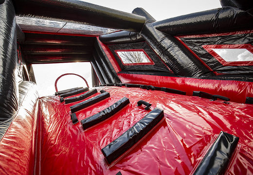 Koop 40 meter lange opblaasbare rood zwarte mega alligator stormbaan. Bestel opblaasbare stormbanen nu online bij JB Promotions Nederland