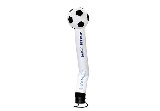 Bestel maatwerk magic betting voetbal 3D skytube in wit met logo en korte tekst bij JB Inflatables Nederland. Vraag nu gratis ontwerp aan voor opblaasbare air dancer in eigen huisstijl