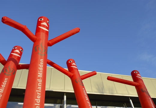 Bestel gepersonaliseerde Brandweer Gelderland midden skydancer in de signaalkleur rood op maat bij JB Promotions Nederland. Promotionele inflatable tubes in alle soorten en maten razendsnel op maat gemaakt