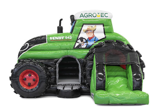 Koop maatwerk opblaasbare Agrotec tractor springkussen in verschillende soorten en maten. Promotionele springkussens in alle soorten en maten razendsnel op maat gemaakt bij JB Promotions Nederland