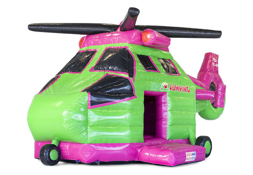 Bestel online opblaasbare Kidsjumping Helicopter Springkussen op maat bij JB Promotions Nederland; specialist in opblaasbare reclame artikelen zoals maatwerk springkussens
