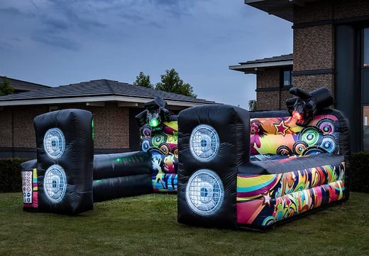 Inflatable open bubble boarding springkussen met schuim te koop in thema disco dansen muziek voor kids