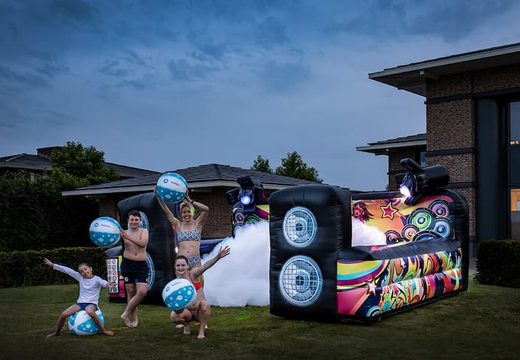 Opblaasbaar open bubble boarding springkasteel met schuim kopen in thema disco dansen muziek voor kinderen