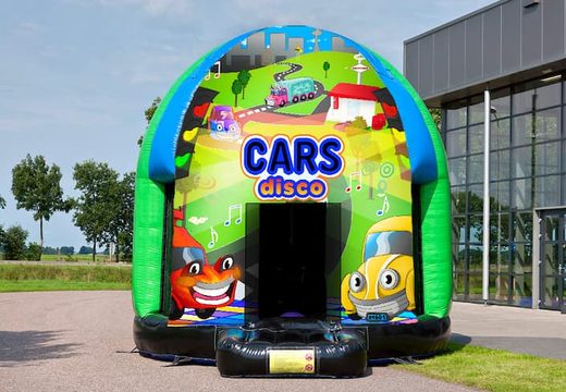 Koop nu disco multi-thema 4,5m springkussen in Cars thema voor kinderen. Bestel opblaasbare springkussens bij JB Inflatables Nederland