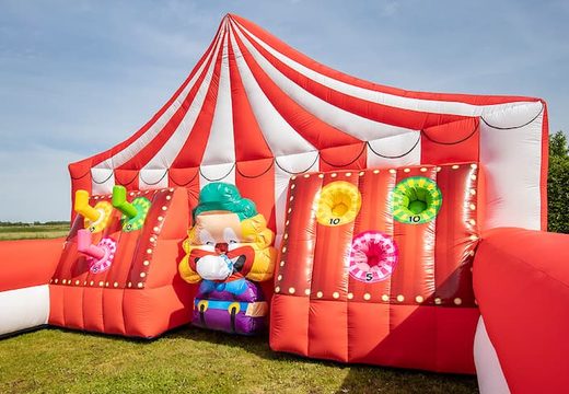 Groot opblaasbaar open bubble boarding springkussen met schuim kopen in thema carnaval circus clown voor kids