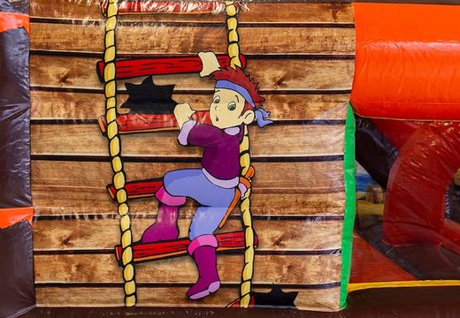 Funcity Piraat springkasteel met aan de binnenkant een glijbaan, het 3D object op het springvlak en leuk piraat design kopen voor kids. Bestel springkastelen online bij JB Inflatables Nederland