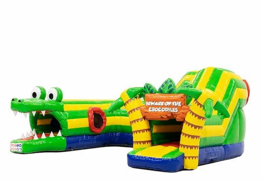 Opblaasbaar overdekt play fun springkussen kruiptunnel kopen kruipen in thema krokodil voor kinderen. Bestel springkussens online bij JB Inflatables Nederland 