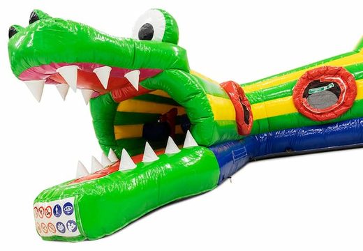 Playfun kruiptunnel springkussen in thema krokodil voor kinderen kopen. Bestel springkussens online bij JB Inflatables Nederland