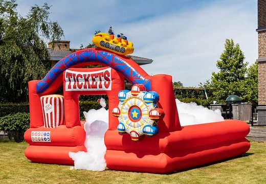 Opblaasbare schuim bubble park in thema rollercoaster bestellen voor kinderen