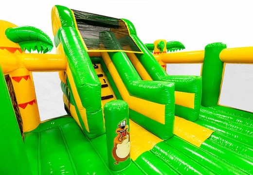 Overdekt slidebox Jungle springkasteel met glijbaan kopen voor kids. Bestel springkastelen online bij JB Inflatables Nederland
