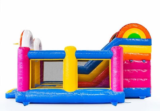 Overdekt slidebox Unicorn springkasteel met glijbaan kopen voor kids. Bestel springkastelen online bij JB Inflatables Nederland