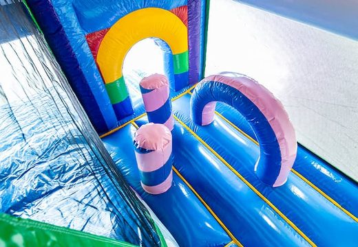 Bestel unicorn springkussen in een uniek design met twee ingangen, een glijbaan in het midden en 3D objecten voor kids. Koop springkussens online bij JB Inflatables Nederland
