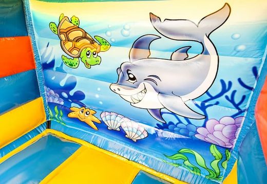 Midi multifun springkussen met glijbaan kopen in seaworld thema voor kinderen. Koop springkussens online bij JB Inflatables Nederland