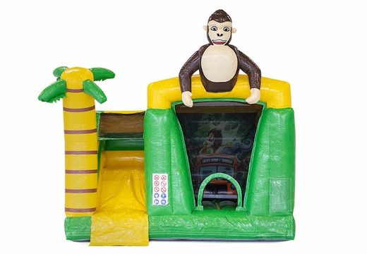 Opblaasbaar groen mini splash bounce springkasteel met zwembadje bestellen in thema jungle met gorilla voor kinderen bij JB Inflatables Nederland. Bestel springkastelen online bij JB Inflatables Nederland