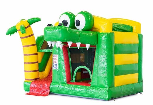 Klein splash bounce springkussen met zwembad in krokodil thema voor kinderen bestellen bij JB Inflatables Nederland. Koop springkussens online bij JB Inflatables Nederland. 