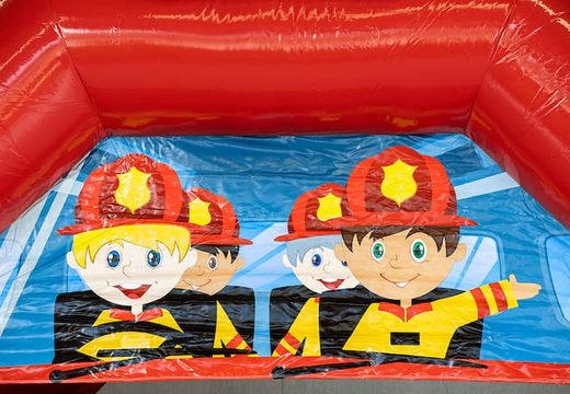 Groot overdekt springkussen bestellen in thema brandweer voor kinderen