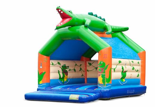 Groot overdekt springkussen kopen in thema krokodil voor kinderen. Bestel springkussens online bij JB Inflatables Nederland