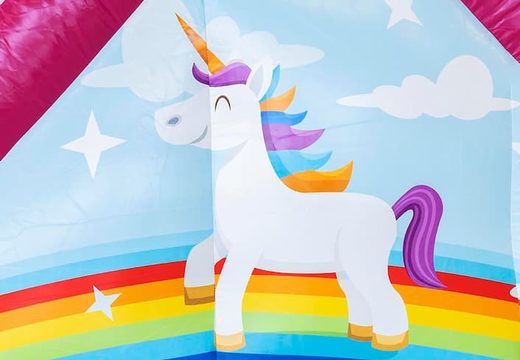 Overdekt opblaasbaar waterglijbaan multiplay springkussen kopen in thema unicorn voor kinderen bestellen bij JB Inflatables Nederland. Koop springkussen online bij JB Inflatables Nederland