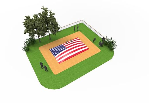 Opblaasbare springberg in USA vlag thema kopen bestellen voor kids. Haal uw opblaasbare airmountain nu online bij JB Inflatables Nederland