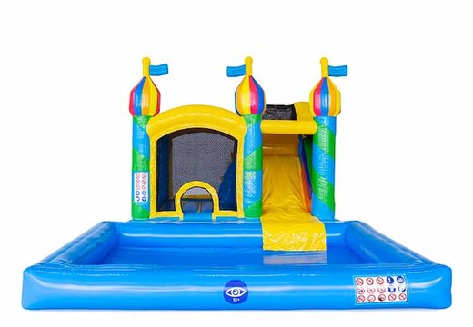 Opblaasbaar Jumpy Happy Splash springkasteel met waterbad kopen in thema feest party voor kinderen bij JB Inflatables