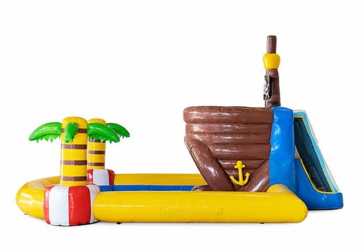 Minipark Piraat springkussen inclusief zwembad en waterglijbaan voor kids kopen. Bestel springkussens online bij JB Inflatbales Nederland
