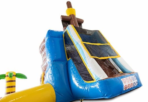 Minipark Piraat springkussen inclusief zwembad en waterglijbaan voor kinderen bestellen. Koop springkussens online bij JB Inflatbales Nederland