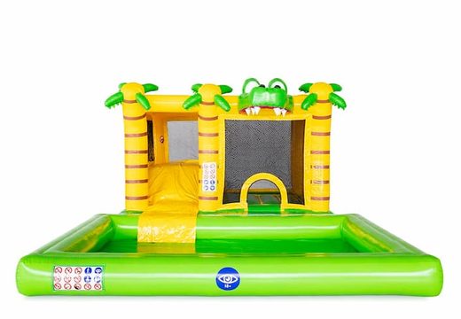 Opblaasbaar Multi Splash Bounce Krokodil springkasteel met waterbad kopen in thema krokodil croco voor kinderen bij JB Inflatables