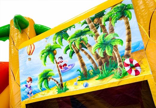 Groot opblaasbaar springkussen met zwembad kopen in waterbox slide thema voor kinderen. Bestel springkussens online bij JB Inflatables Nederland