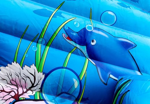 Opblaasbaar overdekt maxi multifun springkussen in zee thema met glijbaan voor kinderen kopen. Bestel springkussens online bij JB Inflatables Nederland