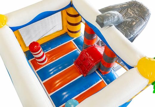 Koop klein multiplay opblaasbare luchtkussen in haai thema met glijbaan voor kinderen. Opblaasbare luchtkussens kopen bij JB Inflatables Nederland