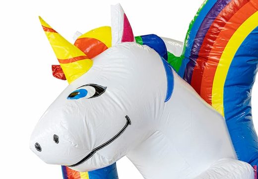 Koop mini opblaasbare unicorn springkussen met glijbaan voor kinderen bij JB Inflatables. Bestel opblaasbare springkussens met glijbaan online bij JB Inflatables Nederland